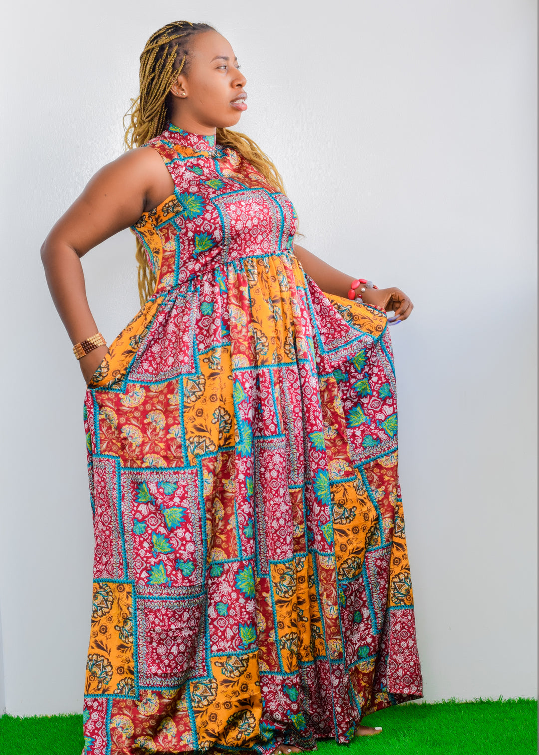 Ankara Turtleneck Maxi Dress