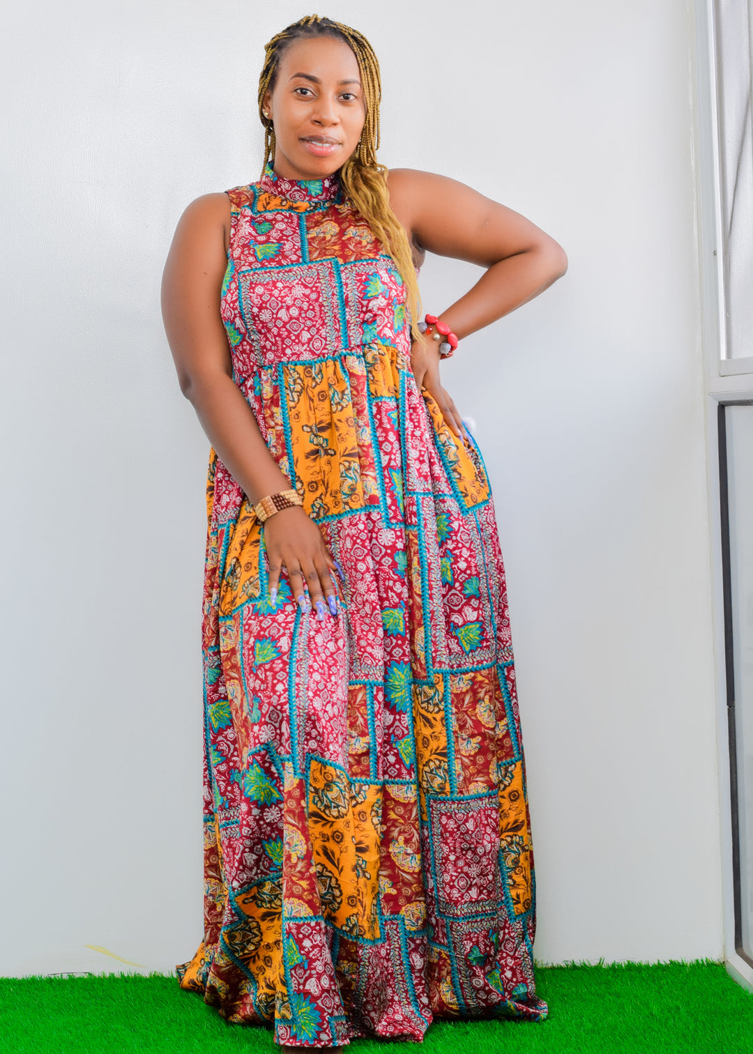 Ankara Turtleneck Maxi Dress