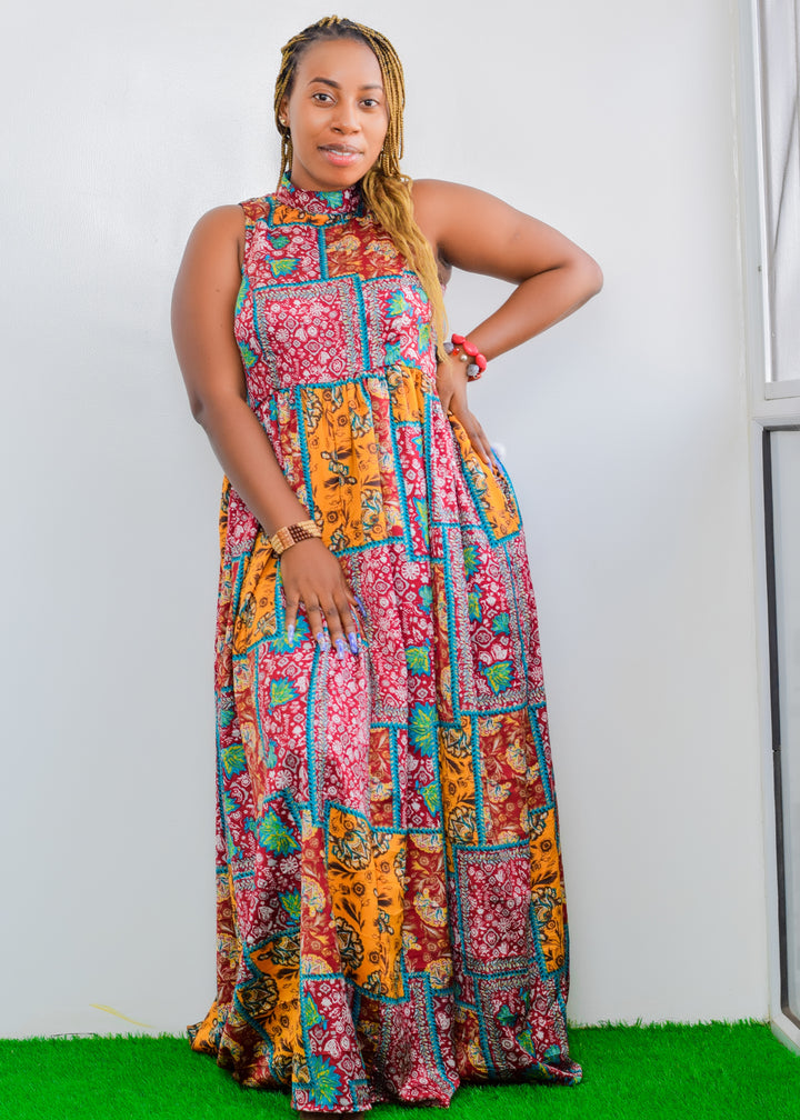 Ankara Turtleneck Maxi Dress