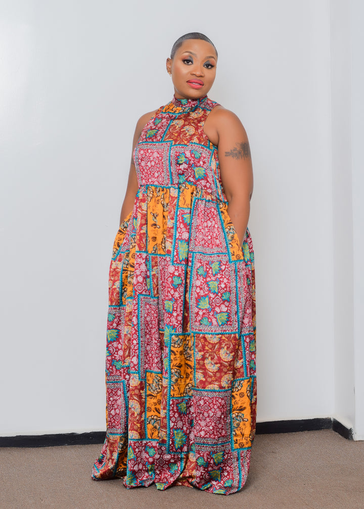 Ankara Turtleneck Maxi Dress