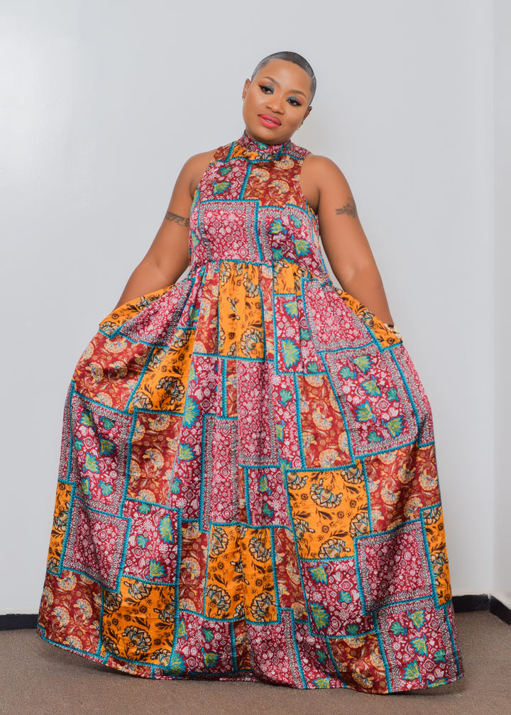 Ankara Turtleneck Maxi Dress